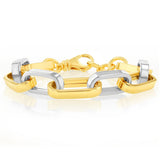 Sterling Silver Two Tone Paperclip 19+1cm Bracelet