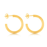Sterling Silver Gold Plated Textured 20mm 3/4th Hoop Earrings