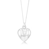 Sterling Silver Heart Pendant On 42+3cm Chain