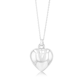 Sterling Silver Heart Pendant On 42+3cm Chain