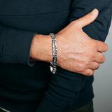 Sterling Silver Fancy 250 Gauge Curb And Green Link 23cm Bracelet