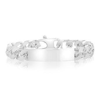 Sterling Silver Fancy 350 Gauge Oval Curb 23cm ID Bracelet
