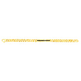 Sterling Silver Gold Plated Flat Curb Black Patterned ID Plate 20cm Bracelet