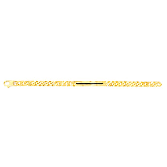 Sterling Silver Gold Plated Flat Curb Black Patterned ID Plate 20cm Bracelet