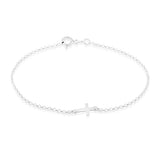 Sterling Silver Plain Cross 19cm Bracelet