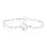 Sterling Silver Heart Paperclip 19cm Bracelet