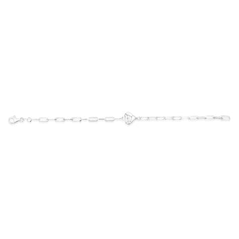 Sterling Silver Heart Paperclip 19cm Bracelet