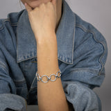 Sterling Silver Graduating Circles Link 19cm Bracelet