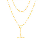 Sterling Silver Gold Plated Toggle Bar Paperclip 45cm Chain