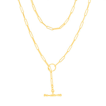 Sterling Silver Gold Plated Toggle Bar Paperclip 45cm Chain