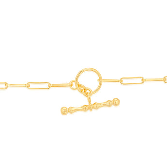Sterling Silver Gold Plated Toggle Bar Paperclip 45cm Chain