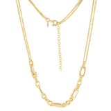 Sterling Silver Gold Plated Fancy Links 42+5cm Chain