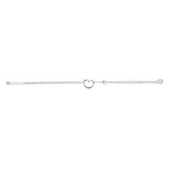 Sterling Silver Two Hearts 17+2cm Bracelet