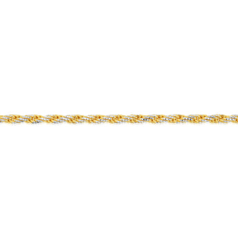 Sterling Silver And Gold-Plated Two-Toned Rope 70 Gauge 19cm Bracelet