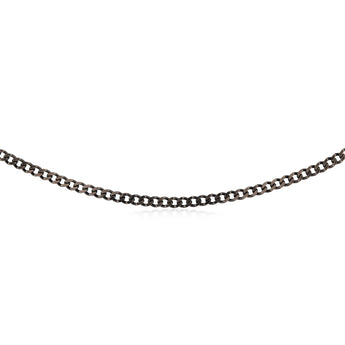 Sterling Silver Black Rhodium Plated Curb 150 Gauge 50cm Chain