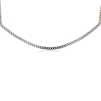 Sterling Silver Black Rhodium Plated Curb 150 Gauge 55cm Chain
