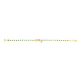 Sterling Silver Gold Plated Love Heart Charm Green Enamel Beads 17+2cm Bracelet