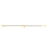 Sterling Silver Gold Plated Love Heart Black Enamel Bead 17+2cm Bracelet