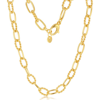 Sterling Silver Gold Plated Fancy Chunky Paperclip 45cm Chain
