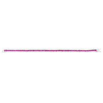 Sterling Silver Rhodium Plated 3mm Ruby Colored Zirconia 19cm Bracelet