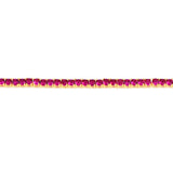 Sterling Silver Gold Plated 3mm Ruby Colored Cubic Zirconia 19cm Bracelet
