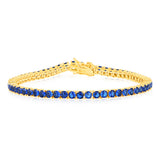 Sterling Silver Gold Plated 3mm Sapphire Blue Cubic Zirconia 19cm Bracelet