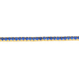 Sterling Silver Gold Plated 3mm Sapphire Blue Cubic Zirconia 19cm Bracelet