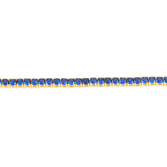 Sterling Silver Gold Plated 3mm Sapphire Blue Cubic Zirconia 19cm Bracelet