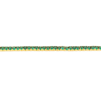 Sterling Silver Gold Plated 3mm Emerald Green Color Cubic Zirconia 19cm Bracelet