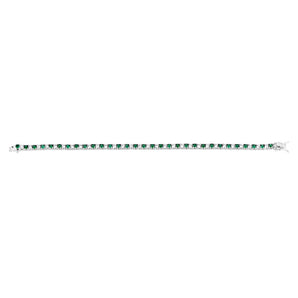 Sterling Silver Rhodium Plated 3mm White And Emerald Green Cubic Zirconia 19cm Bracelet