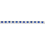 Sterling Silver Rhodium Plated 3mm White And Sapphire Blue Cubic Zirconia 19cm Bracelet