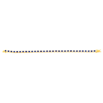 Sterling Silver Gold Plated 3mm White And Sapphire Blue Cubic Zirconia 19cm Bracelet
