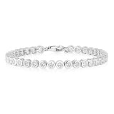 Sterling Silver 3mm Bezel White Cubic Zirconia 16+3cm Bracelet