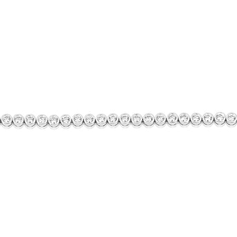 Sterling Silver 3mm Bezel White Cubic Zirconia 16+3cm Bracelet