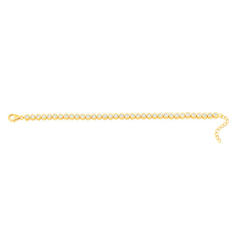 Sterling Silver Gold Plated 3mm Bezel White Cubic Zirconia 16+3cm Bracelet