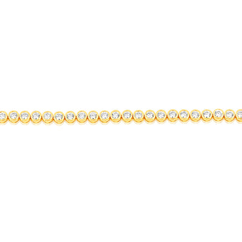 Sterling Silver Gold Plated 3mm Bezel White Cubic Zirconia 16+3cm Bracelet