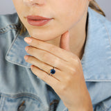Sterling Silver Round Bezel Set Sapphire Blue Cubic Zirconia Ring