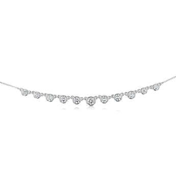 Sterling Silver Bezel Set Cubic Zirconia Charm Fancy 40+5cm Chain