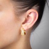 Gold Plated Sterling Silver Pave Huggie Earrings