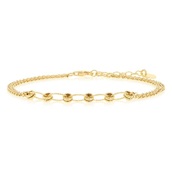 Gold Plated Sterling Silver Trace Link Ball Charm Bracelet