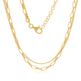 Gold Plated Sterling Silver Layered Link Chain Necklace