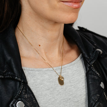 Gold Plated Sterling Silver Oval Pendant with CZ Heart Necklace