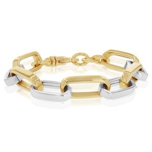 Two Tone Sterling Silver Paperclip Link Bracelet