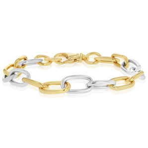 Two Tone Sterling Silver Paperclip Link Bracelet