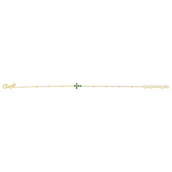 Gold Plated Sterling Silver Green CZ Cross Bracelet