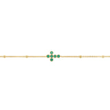 Gold Plated Sterling Silver Green CZ Cross Bracelet