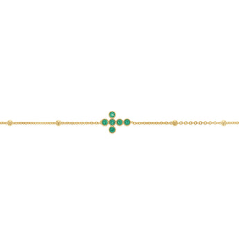 Gold Plated Sterling Silver Green CZ Cross Bracelet