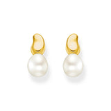 Thomas Sabo Fluid Yellow Gold Plated Organic Drop Fresh Water Pearl Earrings