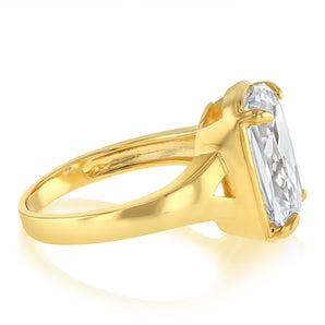Sterling Silver Yellow Gold Plated Elongated Cushion CZ Ring
