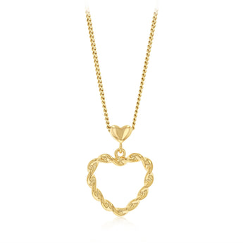 Sterling Silver Gold Plated Twisted Heart Pendant
